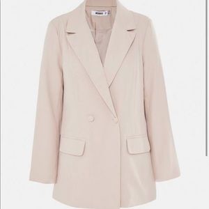 Misguided Cream Co Ord Oversized Longline Blazer